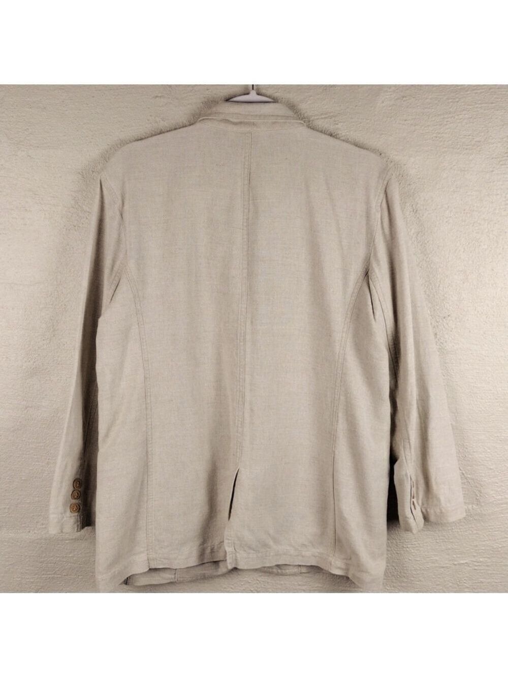 Lizsport Petite Natural Linen Blend One Notched Two Button Classic Blazer Jacket - Picture 7 of 16
